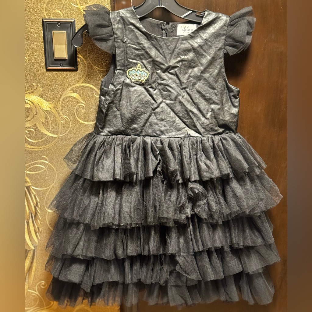Lola And The Boys Faux Leather Ruffled Skirt Dress 12
